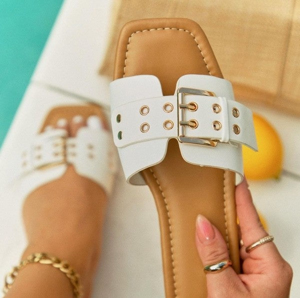 Flat Adjustable Strap Sandals