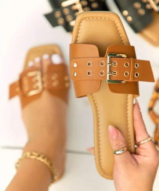 Flat Adjustable Strap Sandals