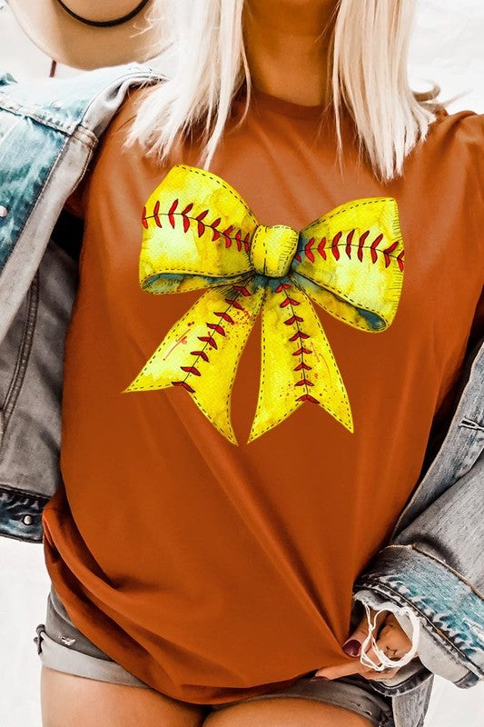 Retro Softball Bow Graphic Tee