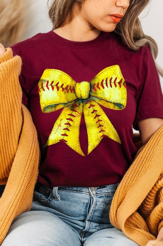 Retro Softball Bow Graphic Tee